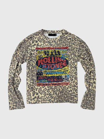 Co-ed Dorm Baggy Leopard Graphic Sweatshirt - Brown