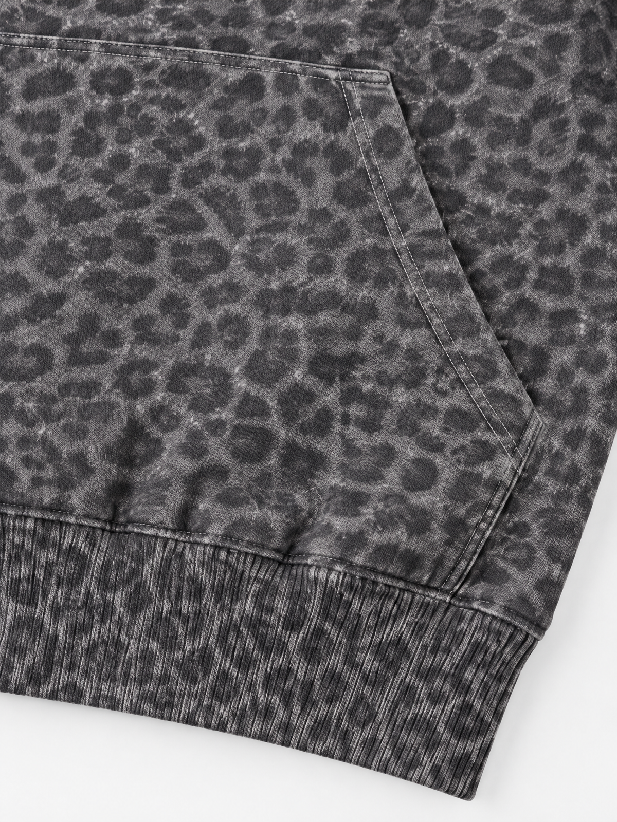 Brick Lane Leopard Print Zip-Up Cropped Hoodie - Grey