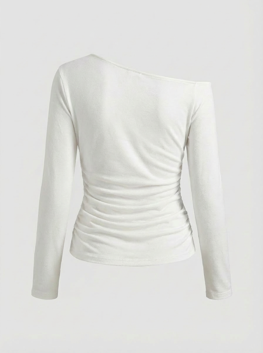 One Shoulder Out of Respect Sleeve Top - All White