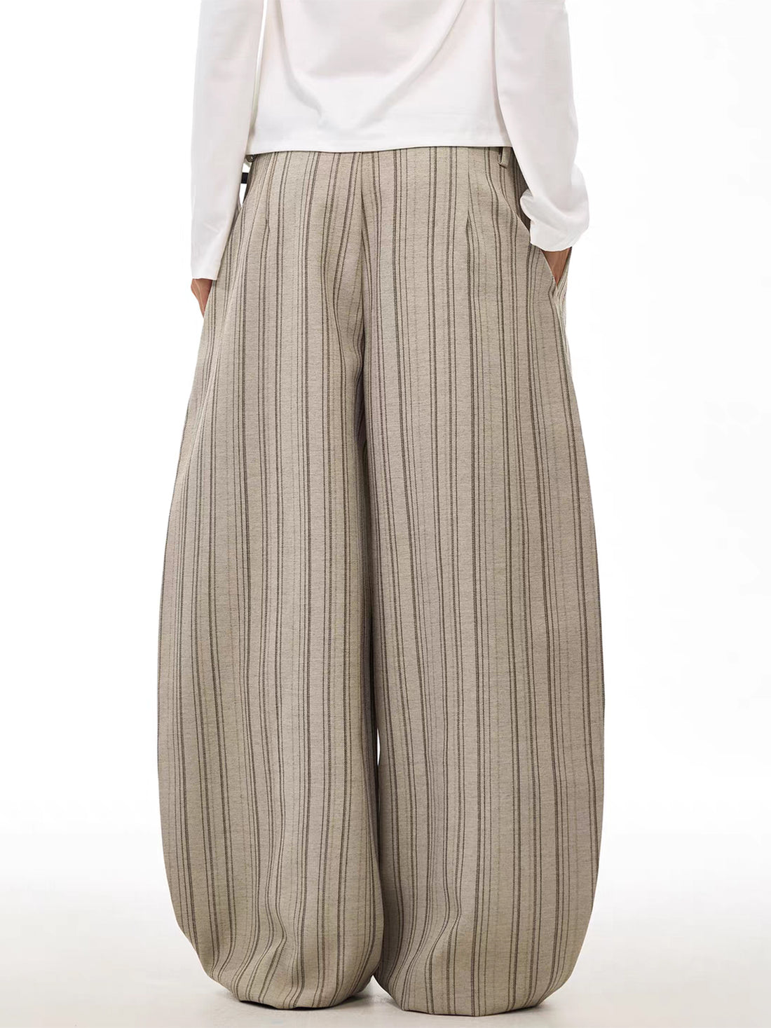 Brick Lane Wide-leg Striped Corduroy Maxi Pants - Beige