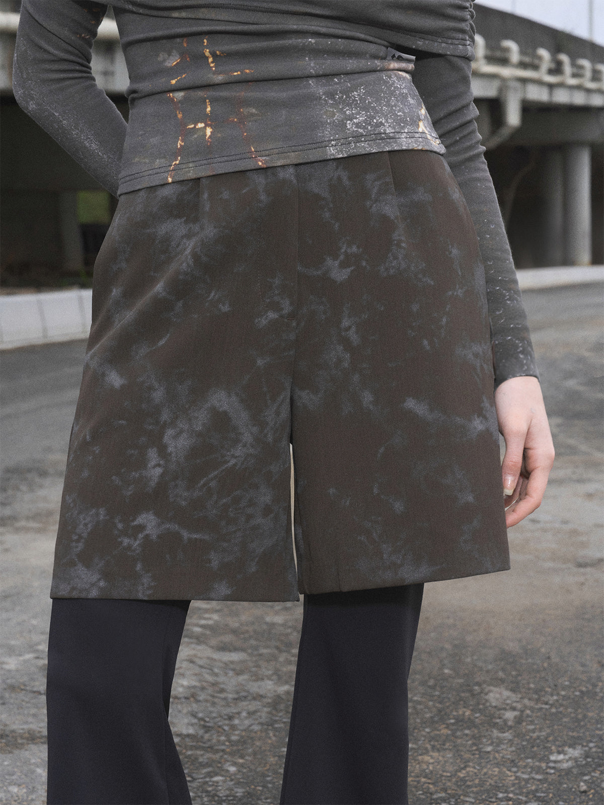 Sleek Tux Shorts - Forest Noir