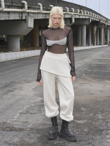 Sheer Grid Bodysuit - Noir Check