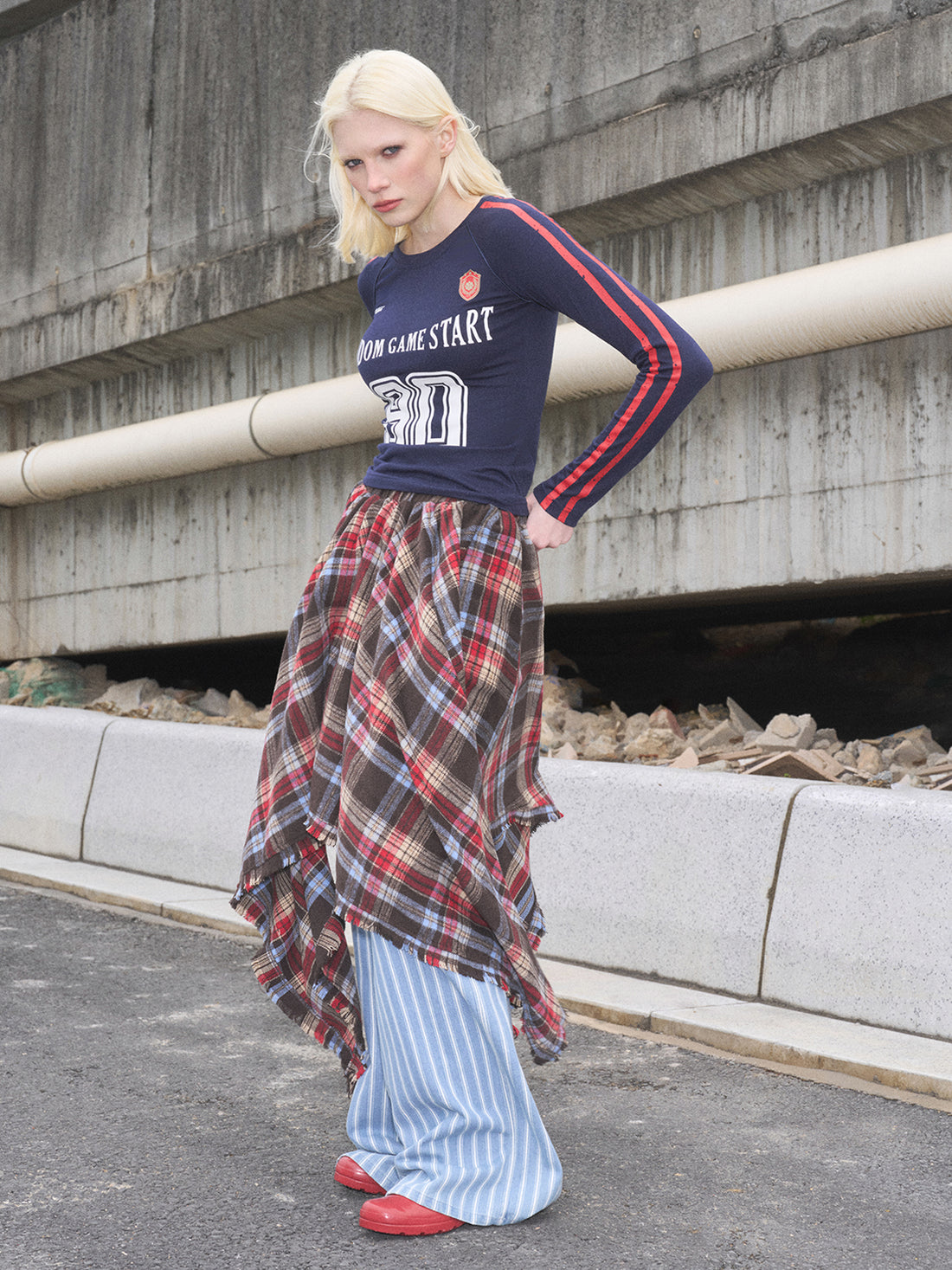 Blokette Cloudy Touch Jersey Sleeve Tee - Navy Ink