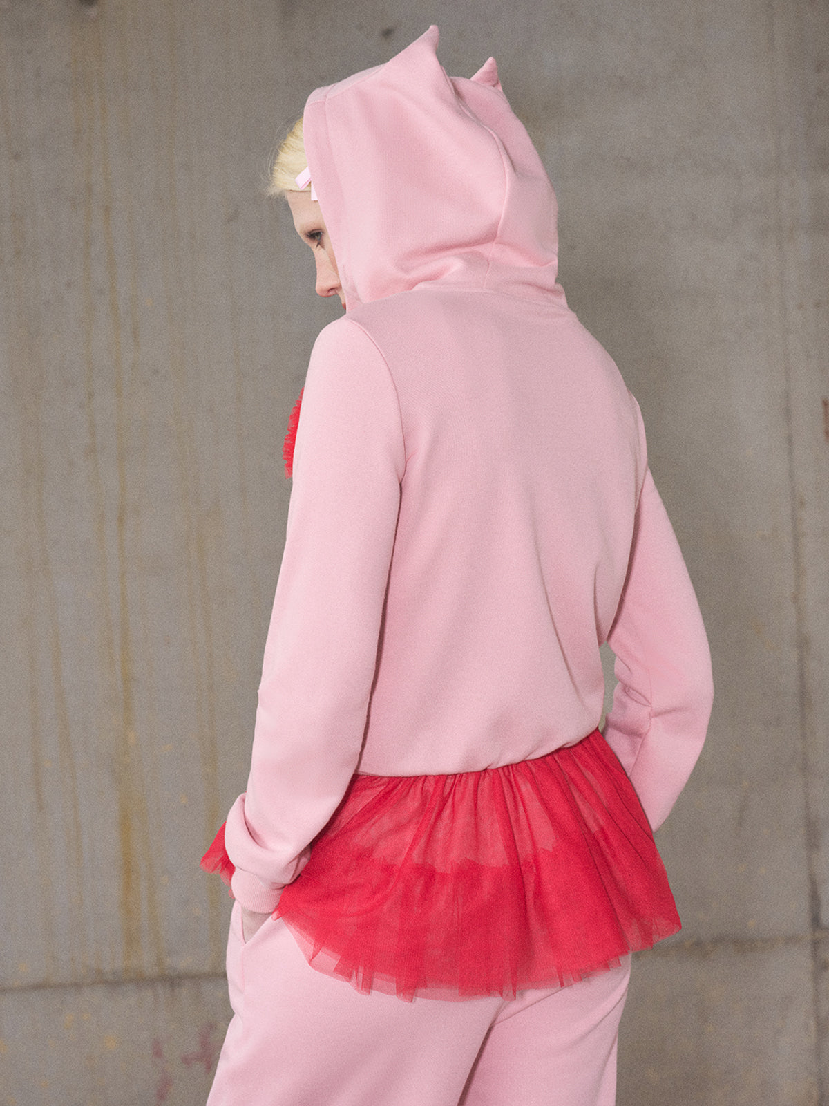 Devil May Care Zipper Hoodie - Pink Alert
