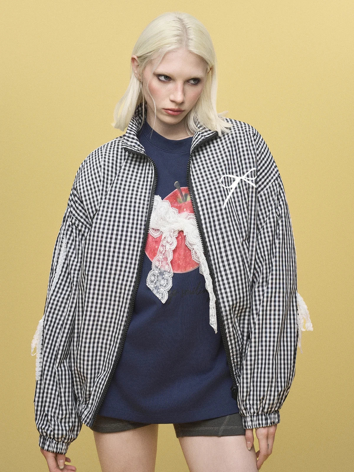 Lace-Fringed Zip Jacket - Checkmate