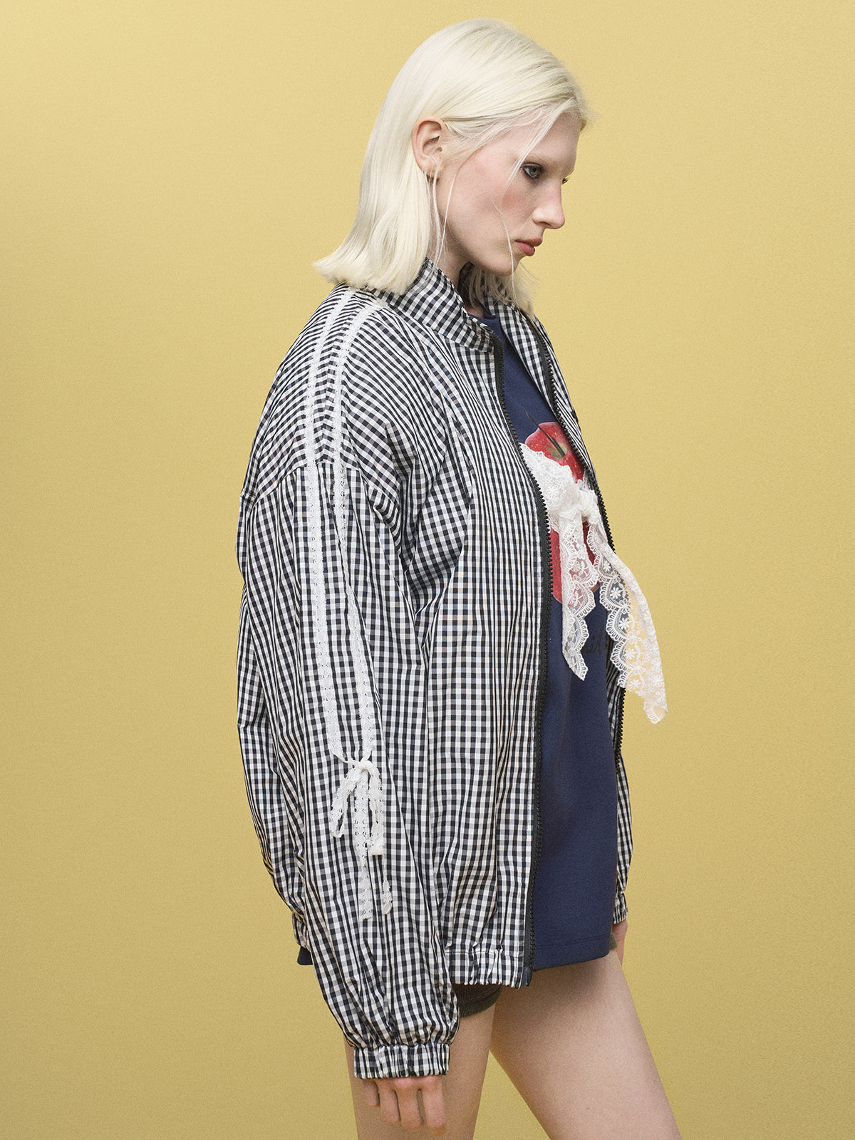 Lace-Fringed Zip Jacket - Checkmate