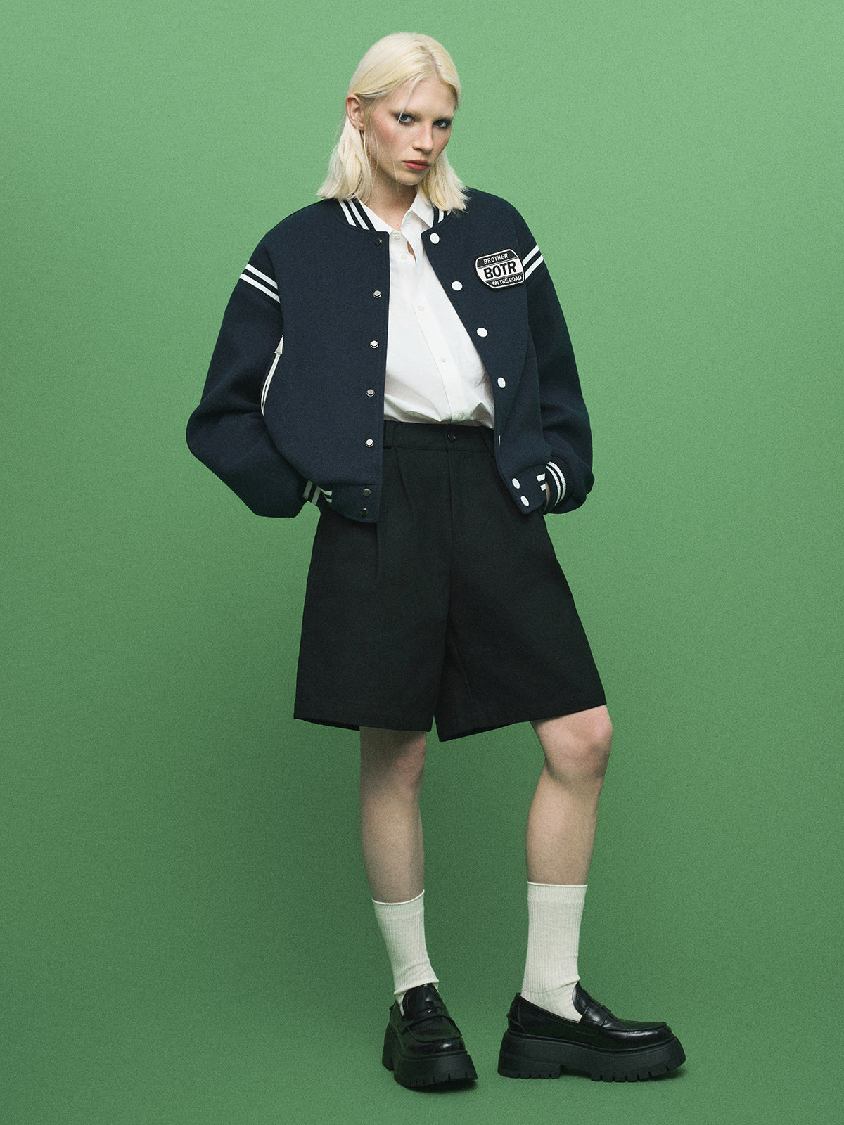 Subtle Squad Varsity Jacket - Deep Navy