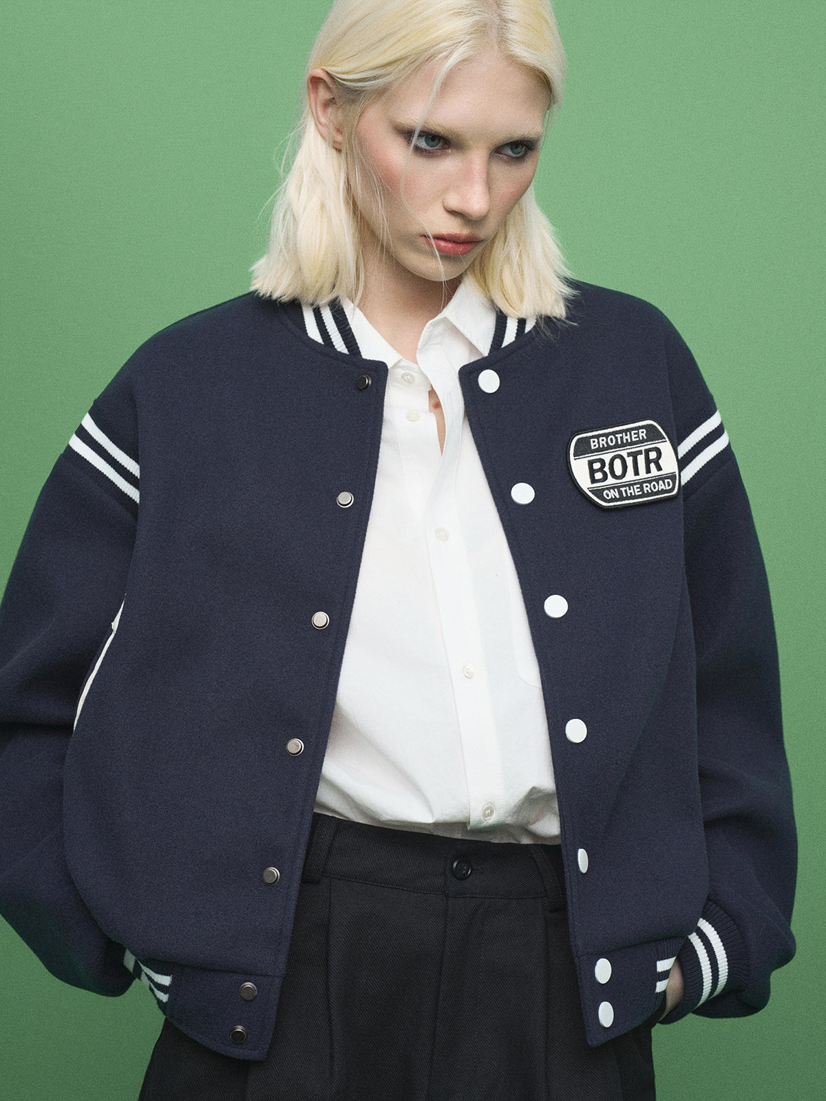 Subtle Squad Varsity Jacket - Deep Navy