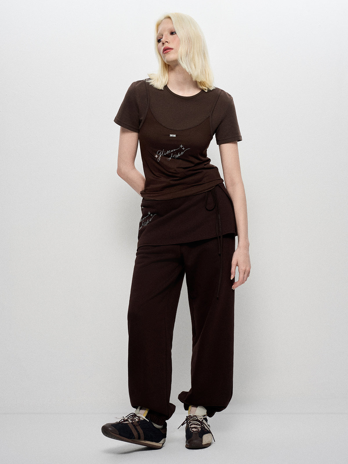 Bedazzled Web Tee - Mocha Spark