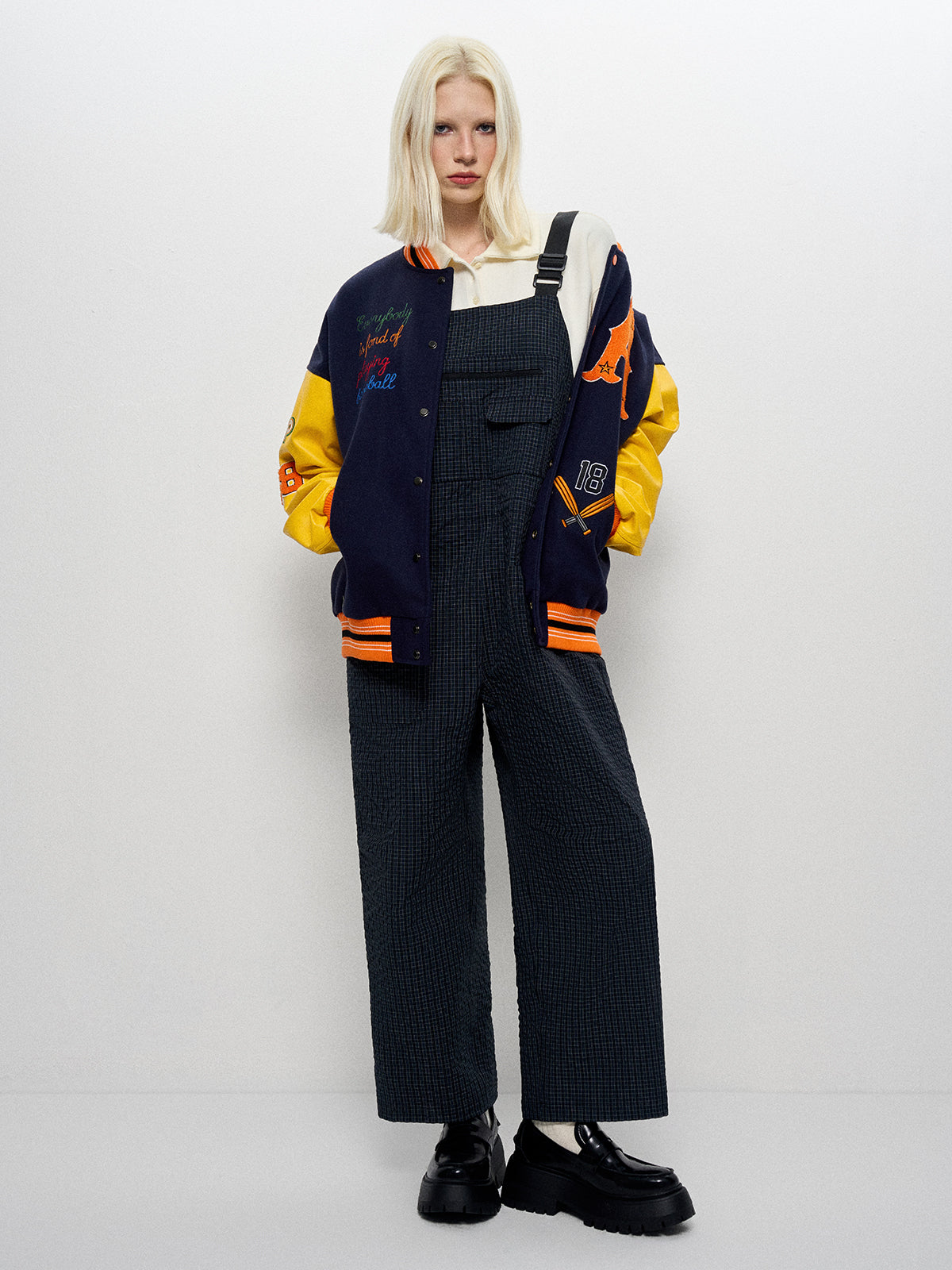 Trench-Strap Jumpsuit - Checkered Shield