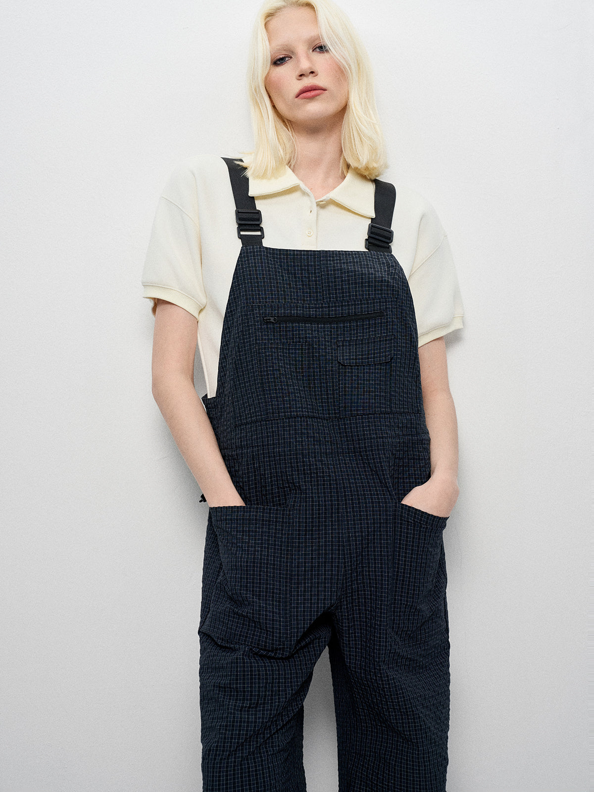 Trench-Strap Jumpsuit - Checkered Shield