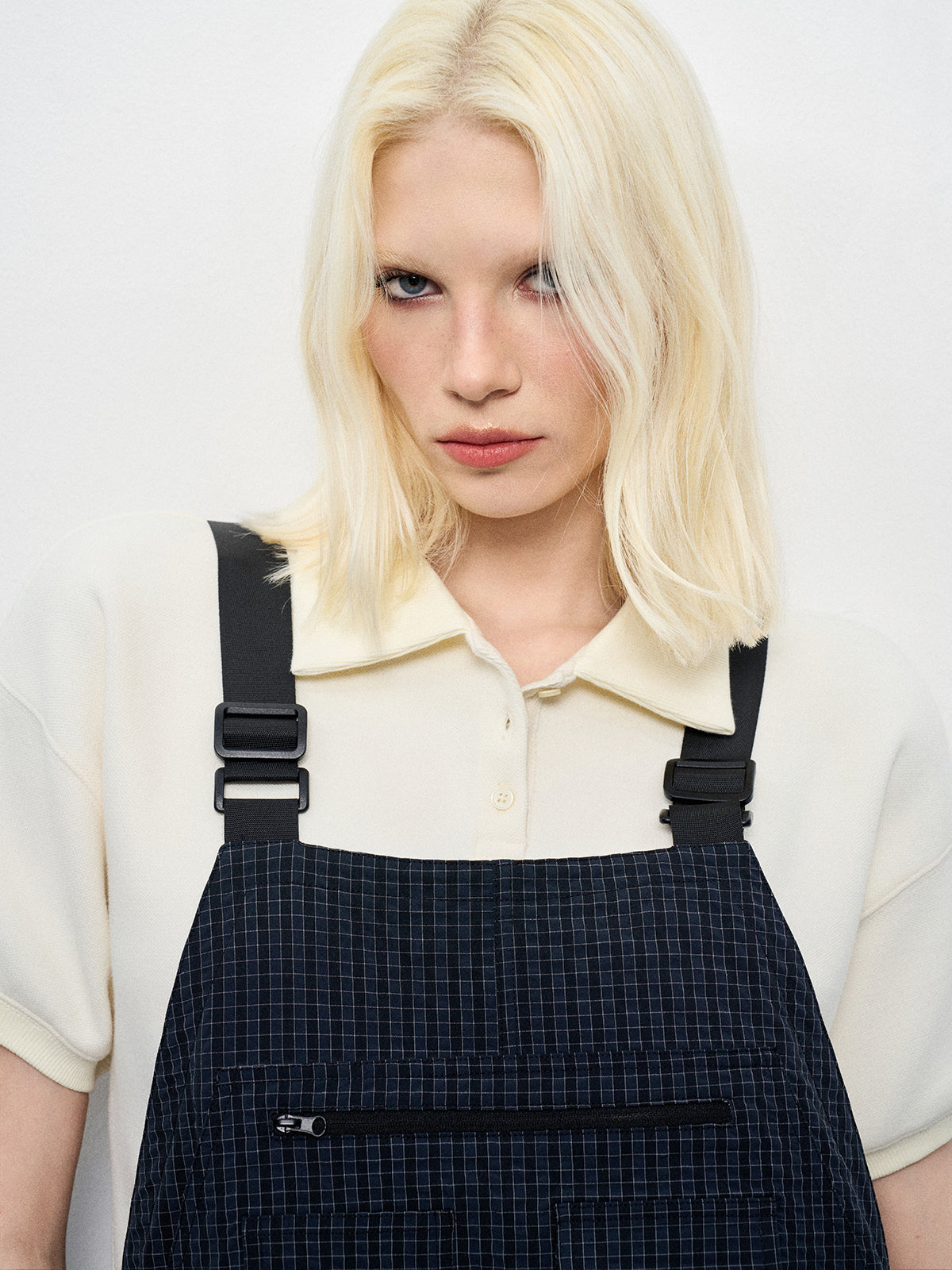Trench-Strap Jumpsuit - Checkered Shield