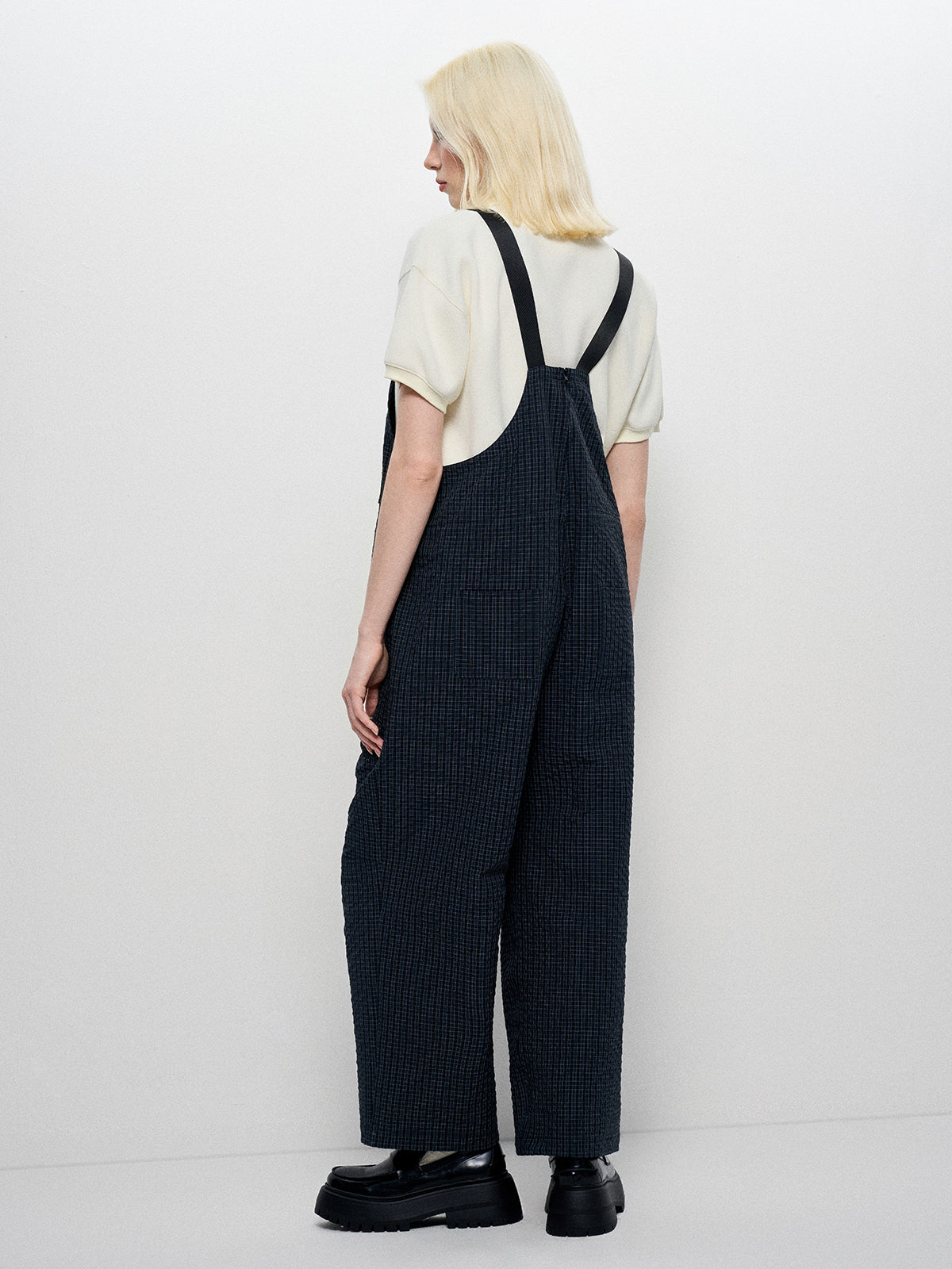 Trench-Strap Jumpsuit - Checkered Shield