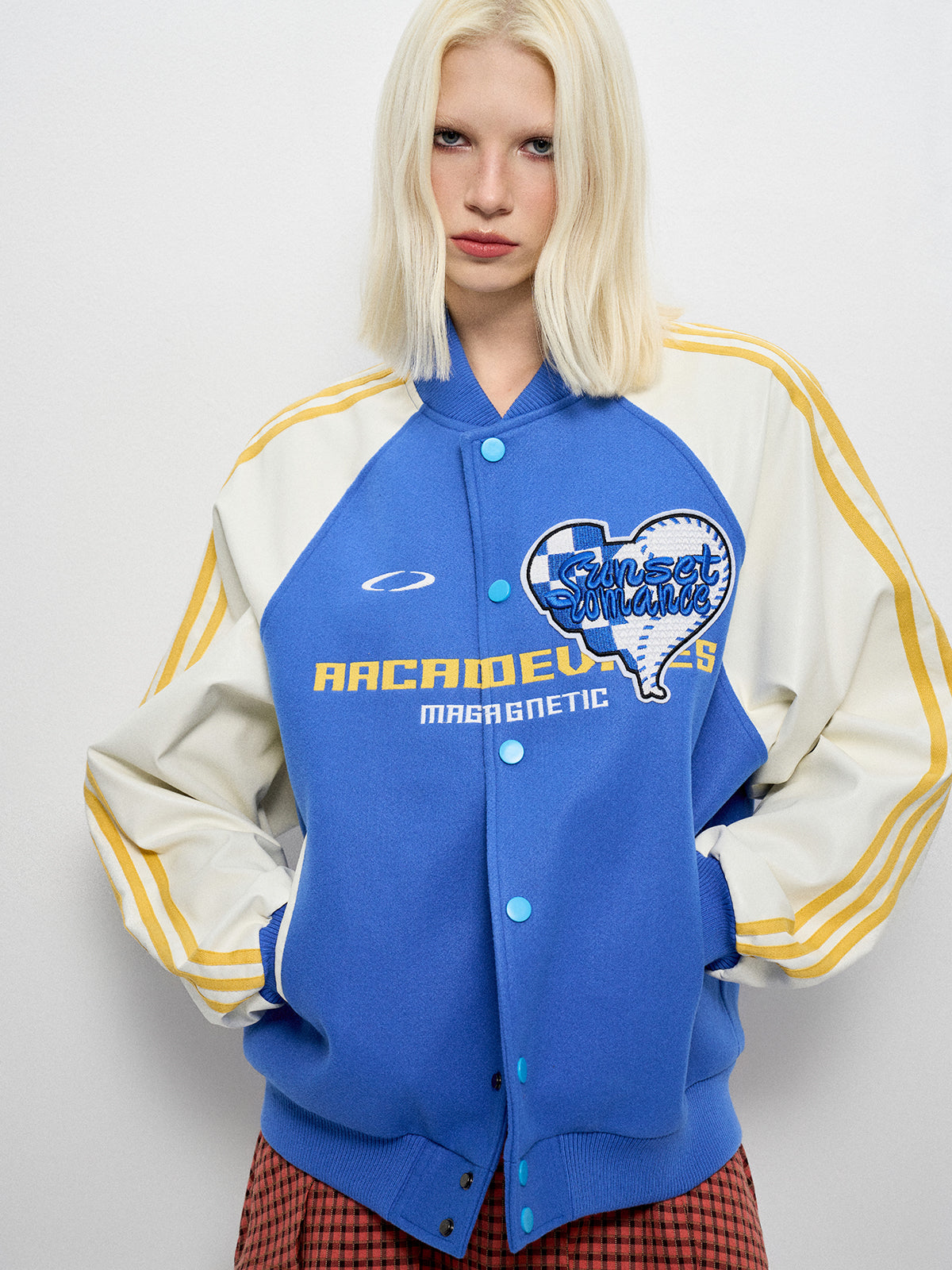 Heart Gamer Varsity Jacket - Electric Blue