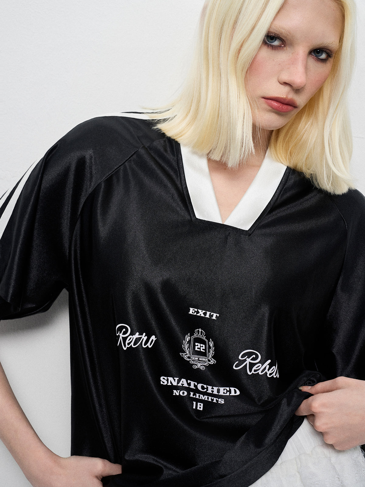 Blokette Satin Court Tee – Midnight Black