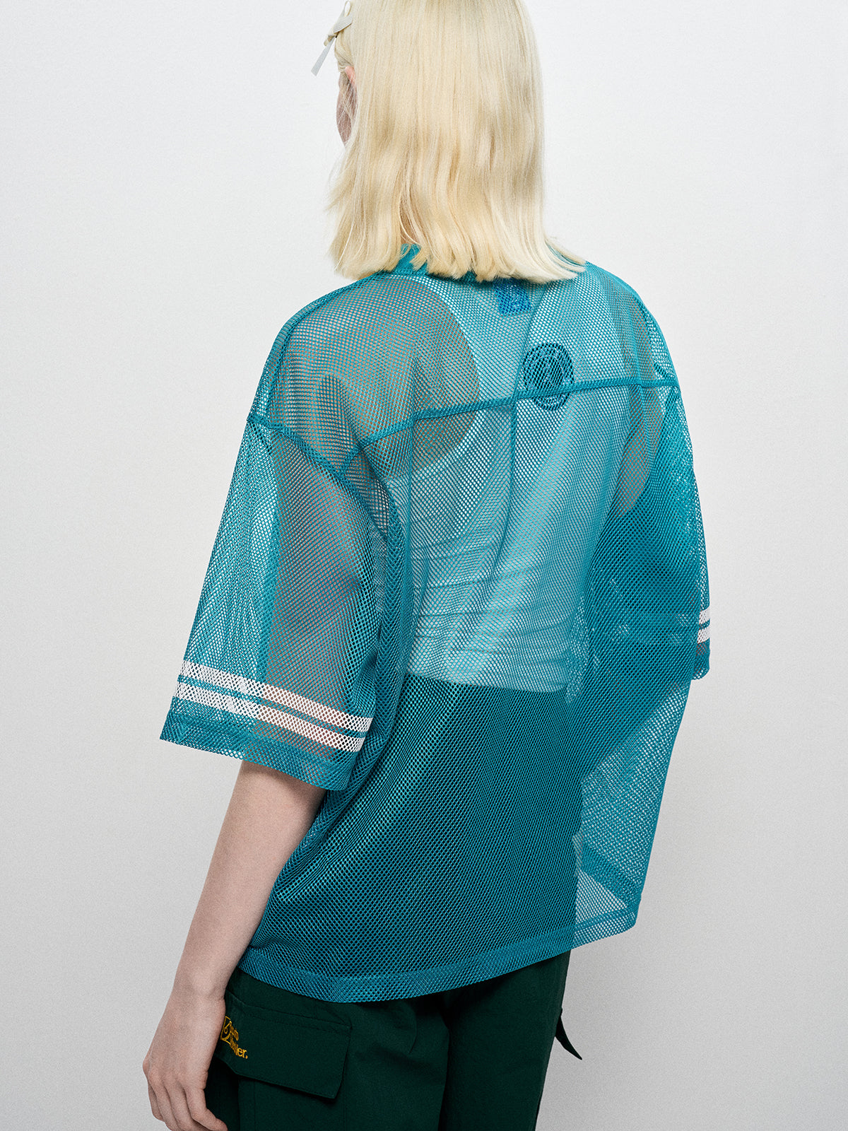 Sheer Varsity Mesh Tee - Acid Green