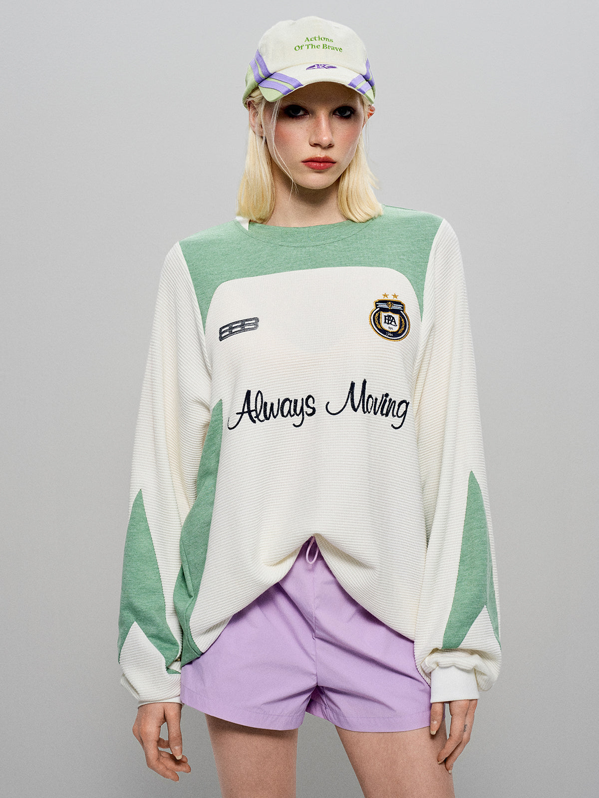 Color-Block Sweatshirt -  Mint & White