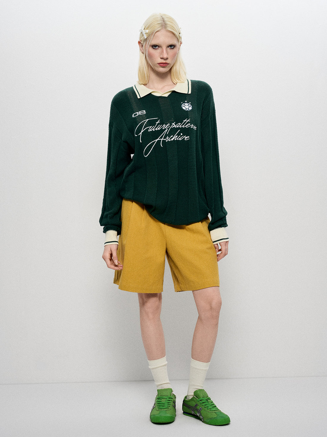 Varsity Jersey Polo Sweater - Green