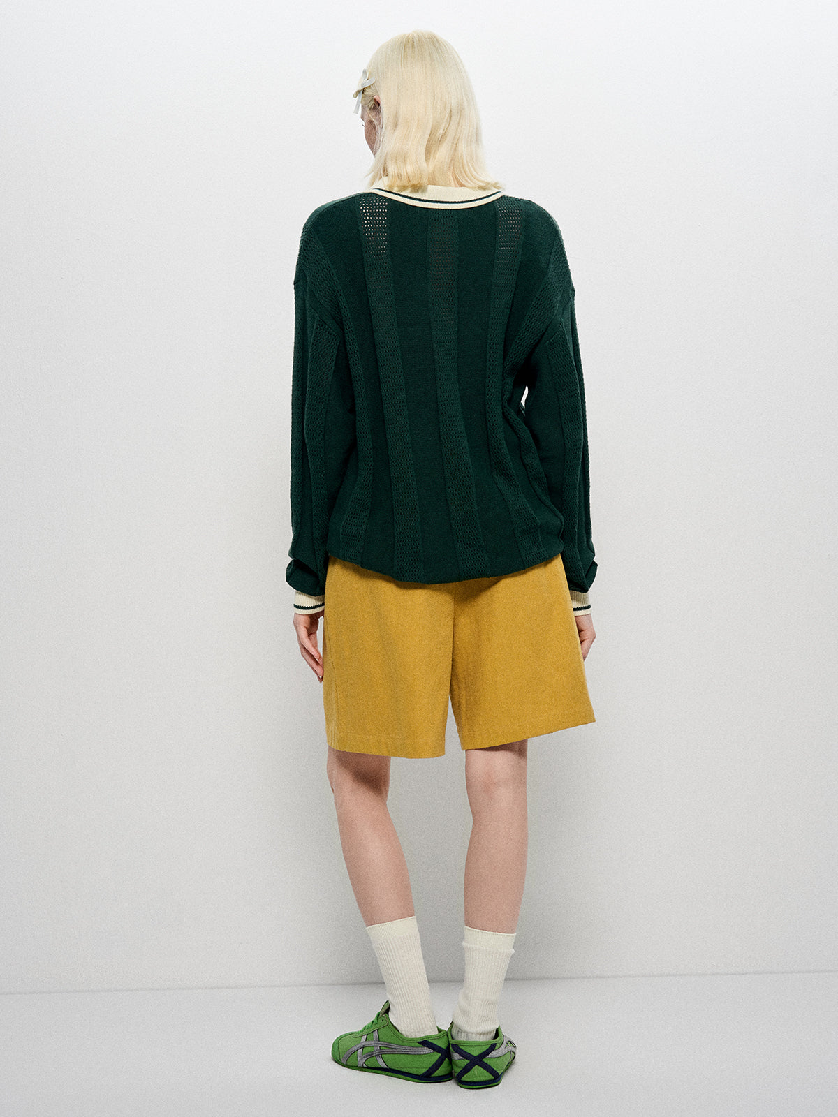 Varsity Jersey Polo Sweater - Green