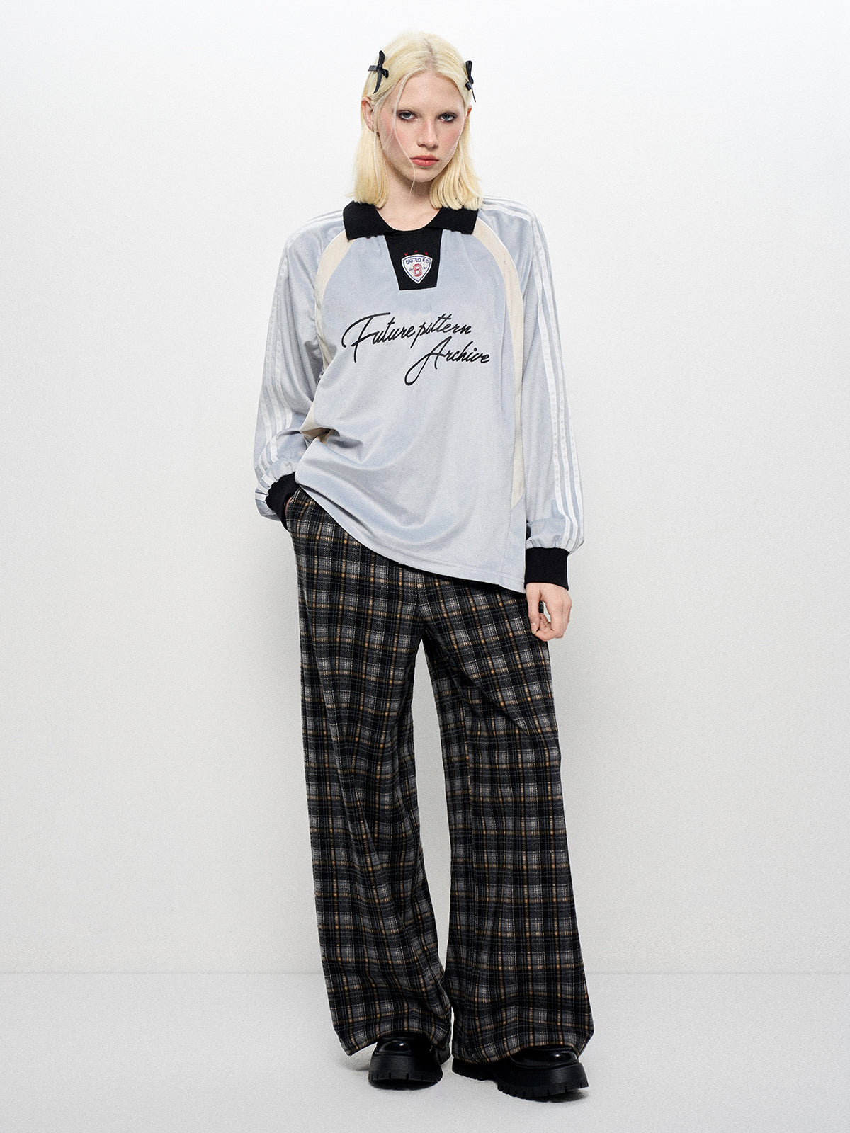 Slouchy Jersey Polo Sweatshirt - Pale Blue