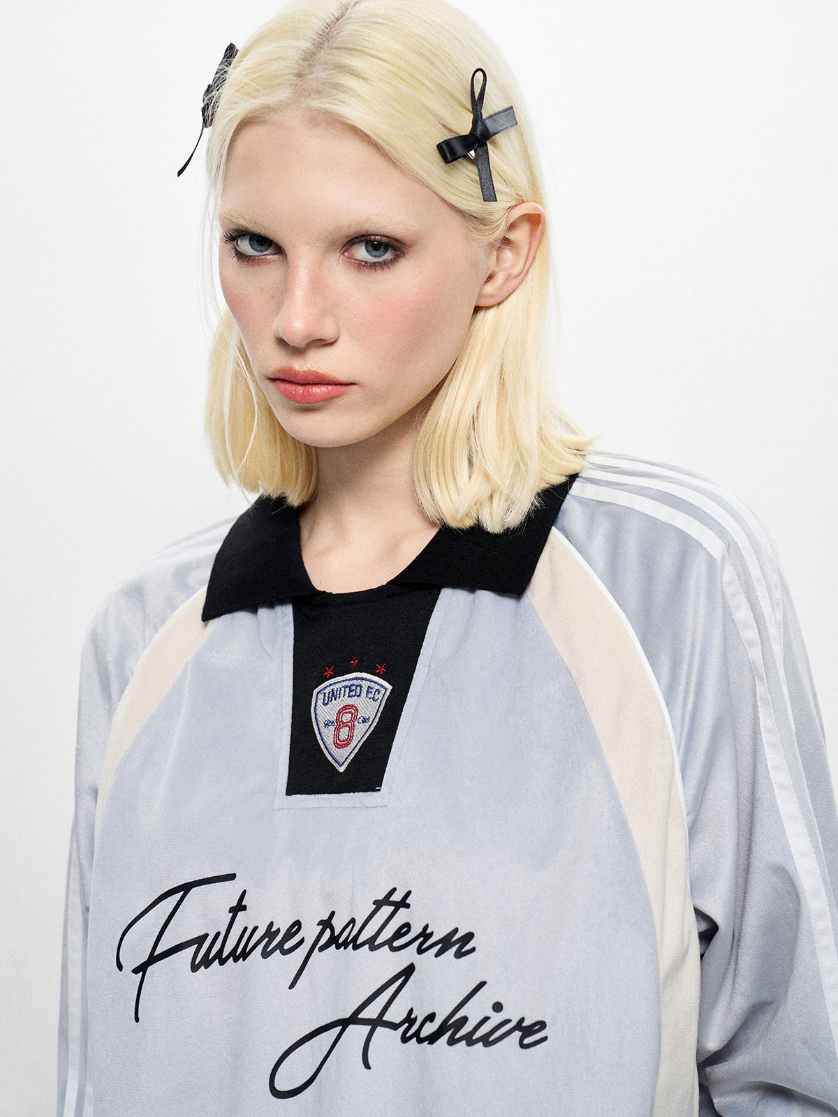 Slouchy Jersey Polo Sweatshirt - Pale Blue