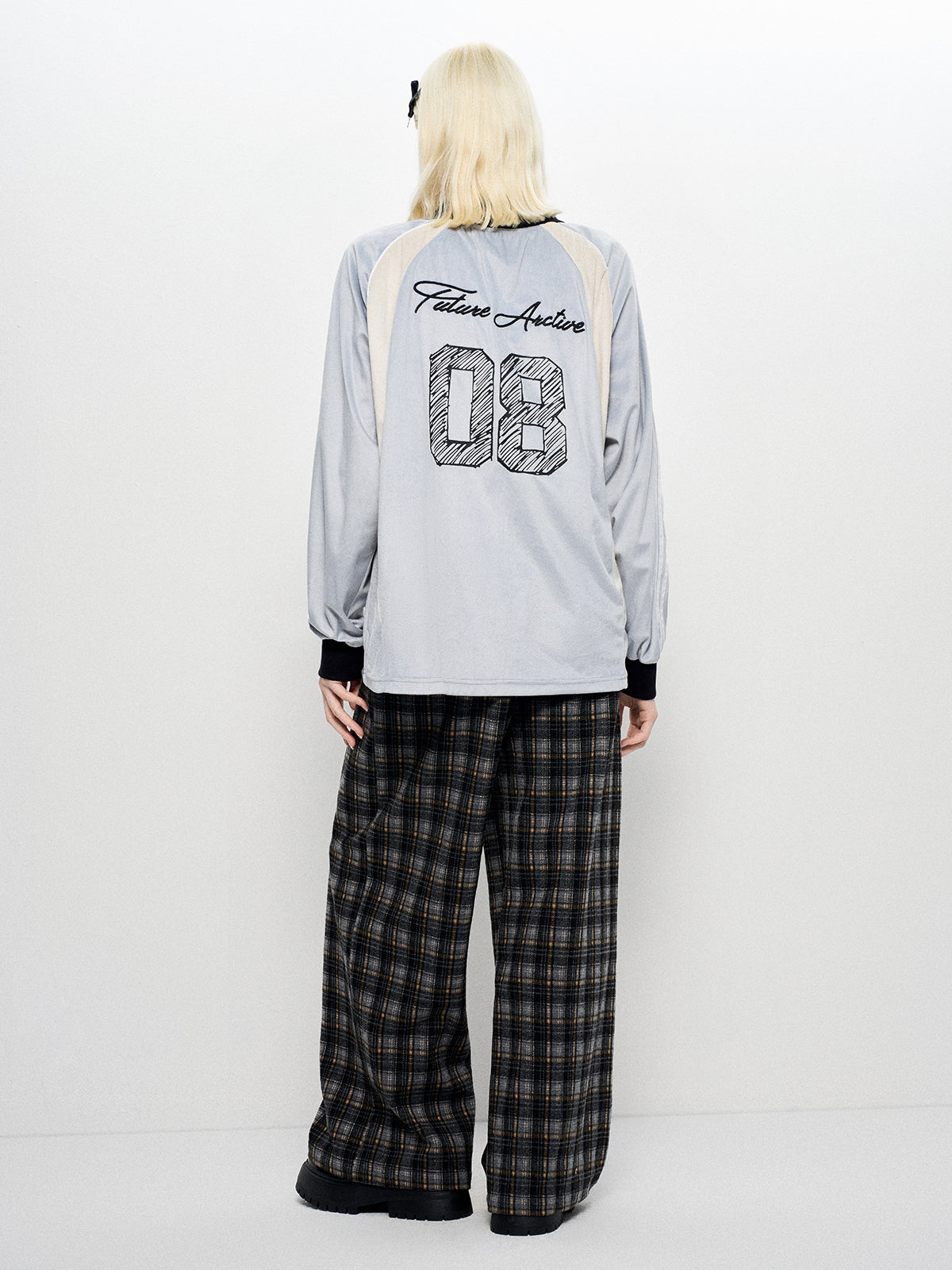 Slouchy Jersey Polo Sweatshirt - Pale Blue