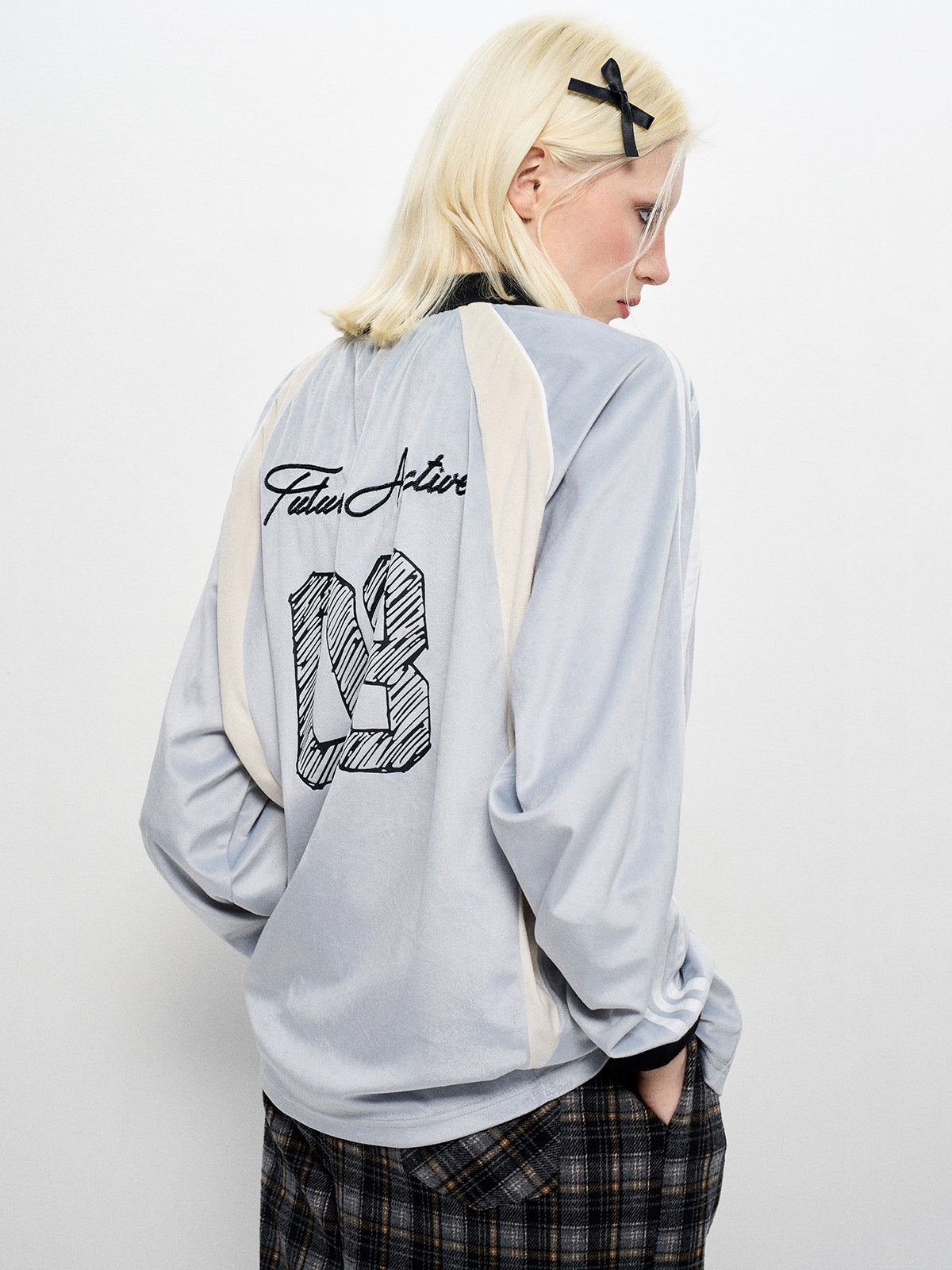 Slouchy Jersey Polo Sweatshirt - Pale Blue