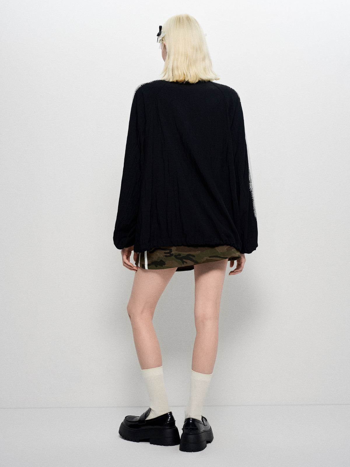 Lace-Block Zip Jacket - Noir Contrast