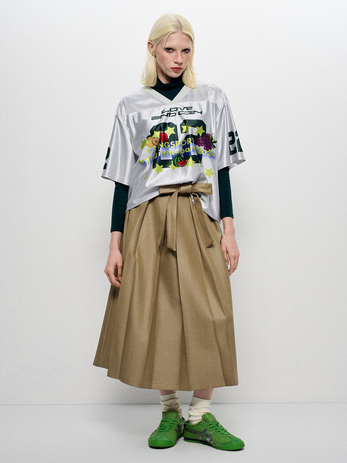 Fruit Jam Jersey Tee - Silver & Olive