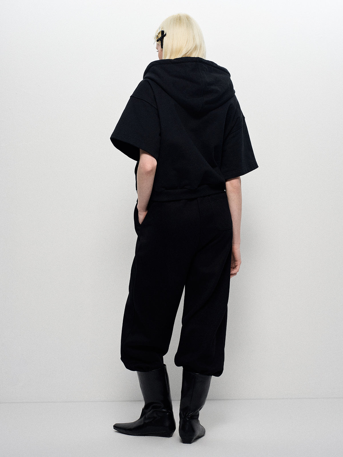 Pearl Rebel Set Zipper Hoodie- Noir Whisper