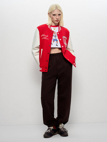 Thrifted Sunwashed Varsity Jacket - Cherry Soda