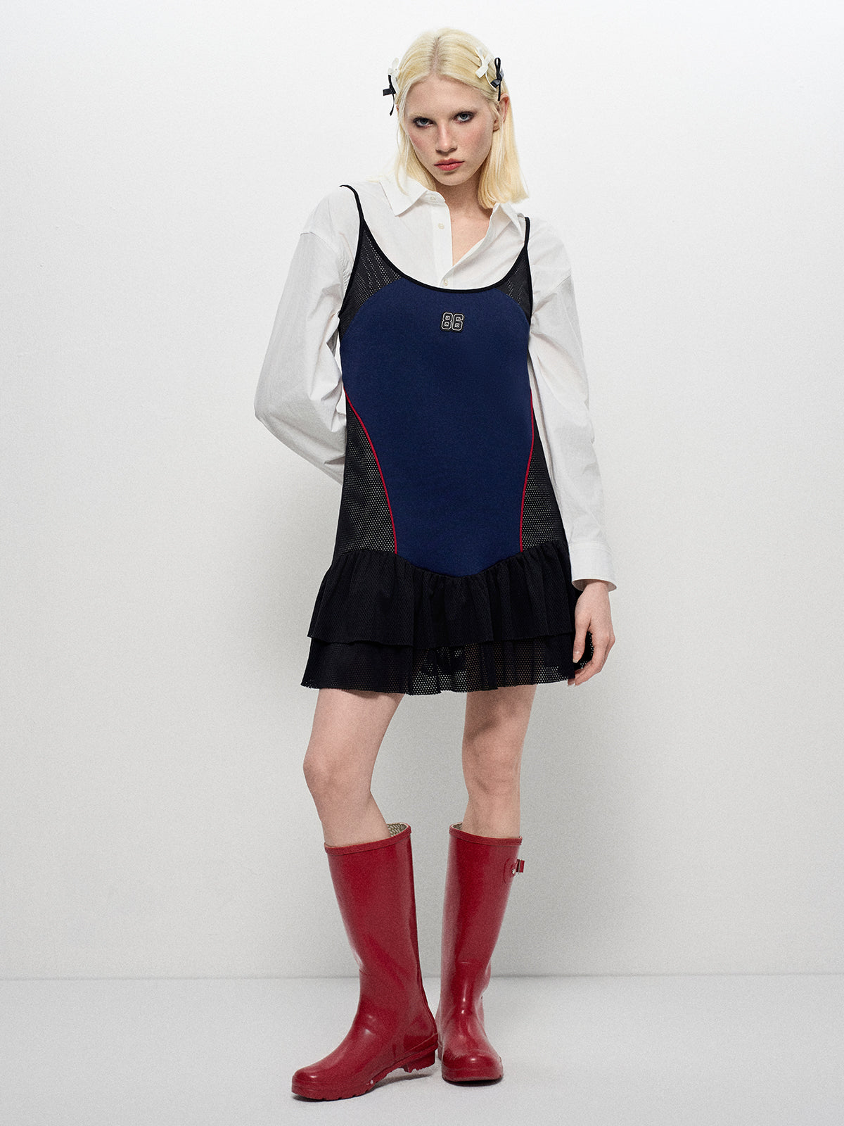 Cheer Captain 86 Mesh Dress - Navy Noir