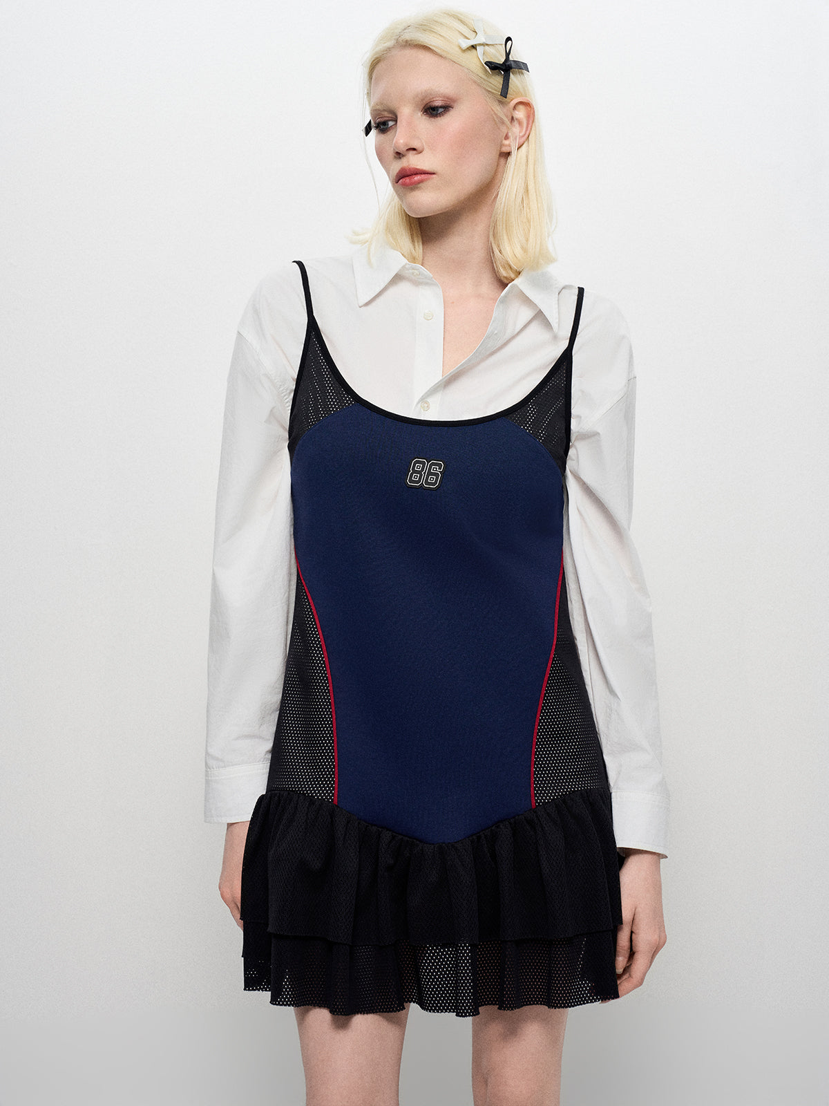 Cheer Captain 86 Mesh Dress - Navy Noir