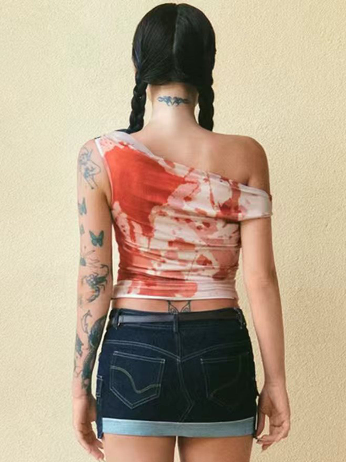 Canvas Off-Shoulder Top - Graphic Multi
