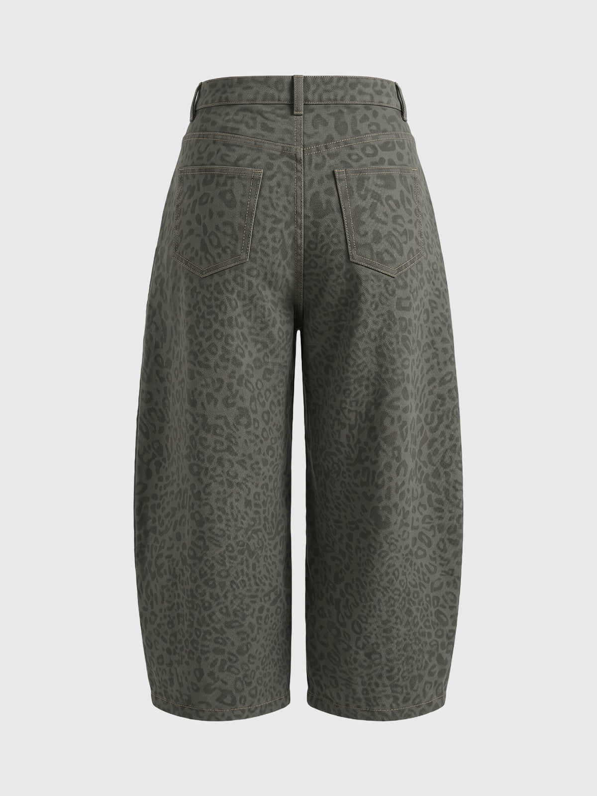 Co-ed Dorm Wide-leg Textured Barrel Pants - Green