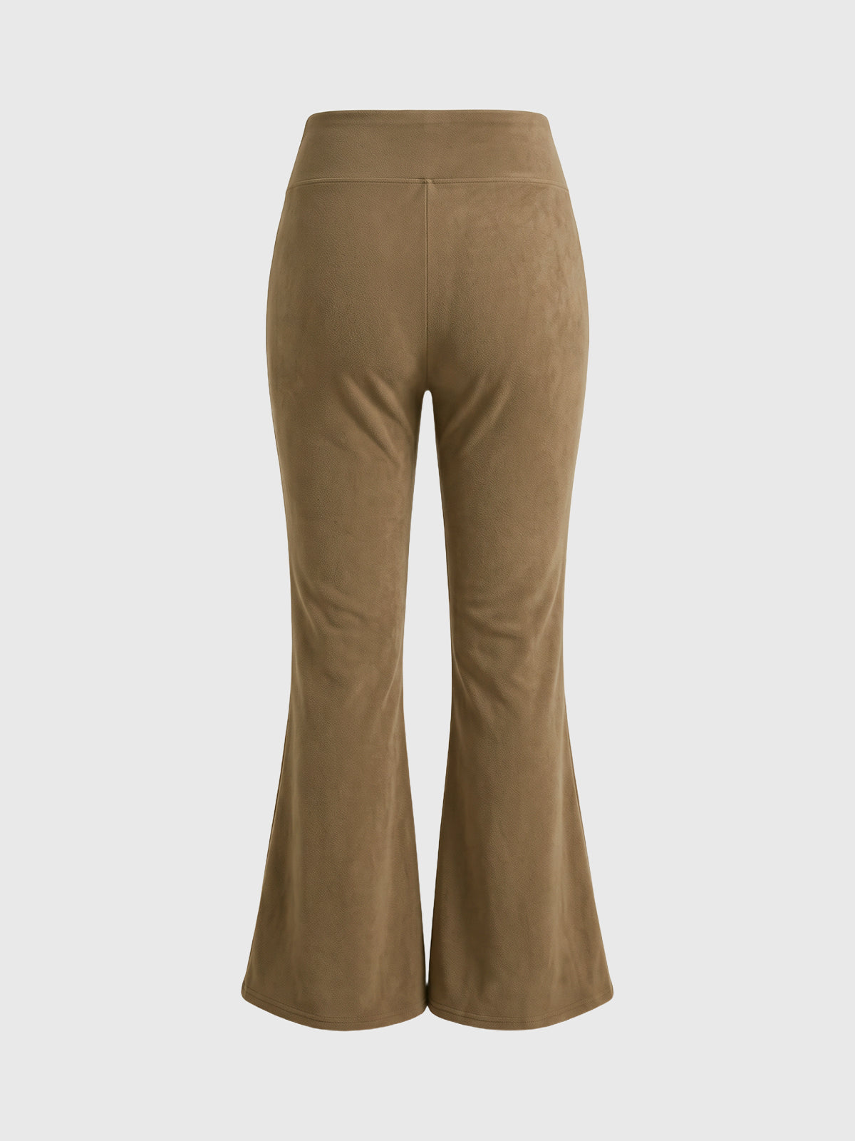 Co-ed Dorm Two-Piece V-Neck Top and Flare Pants Set - Brown