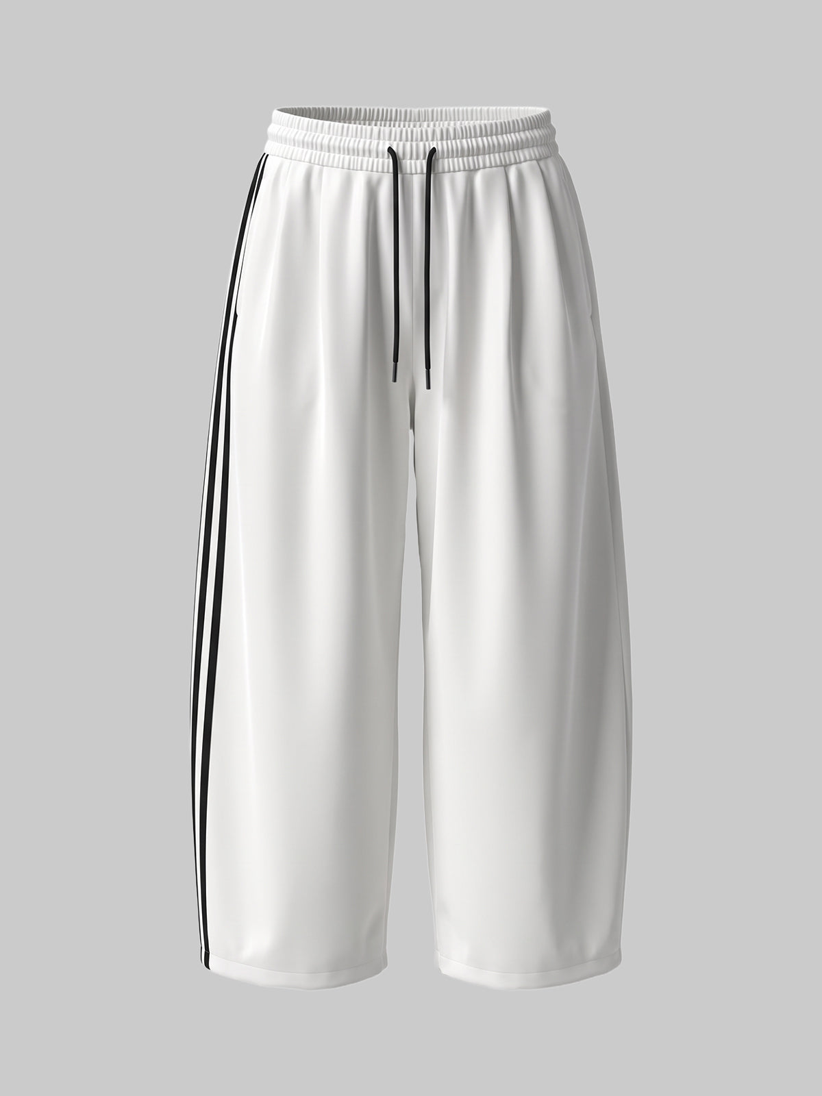Co-ed Dorm Wide-leg Side-Stripe Track Pants - White