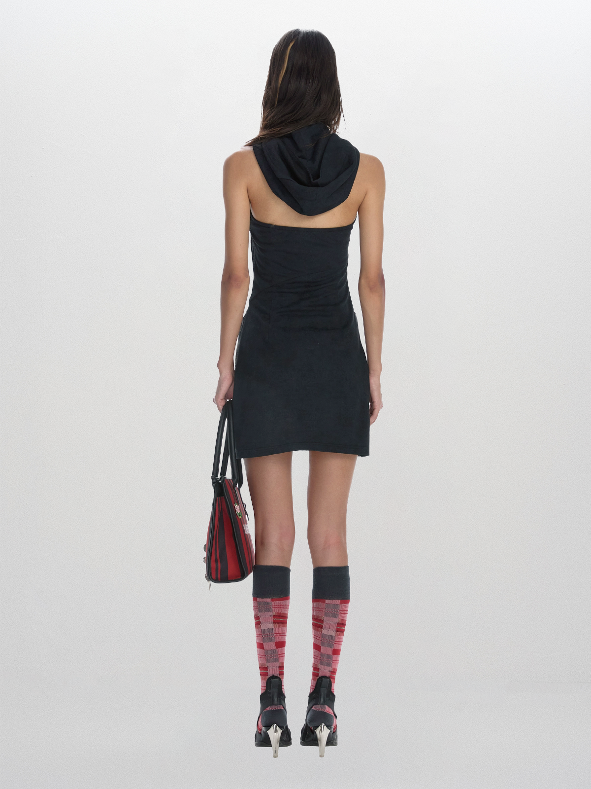 Swipe Left Halter Hoodie Dress – Metro Black