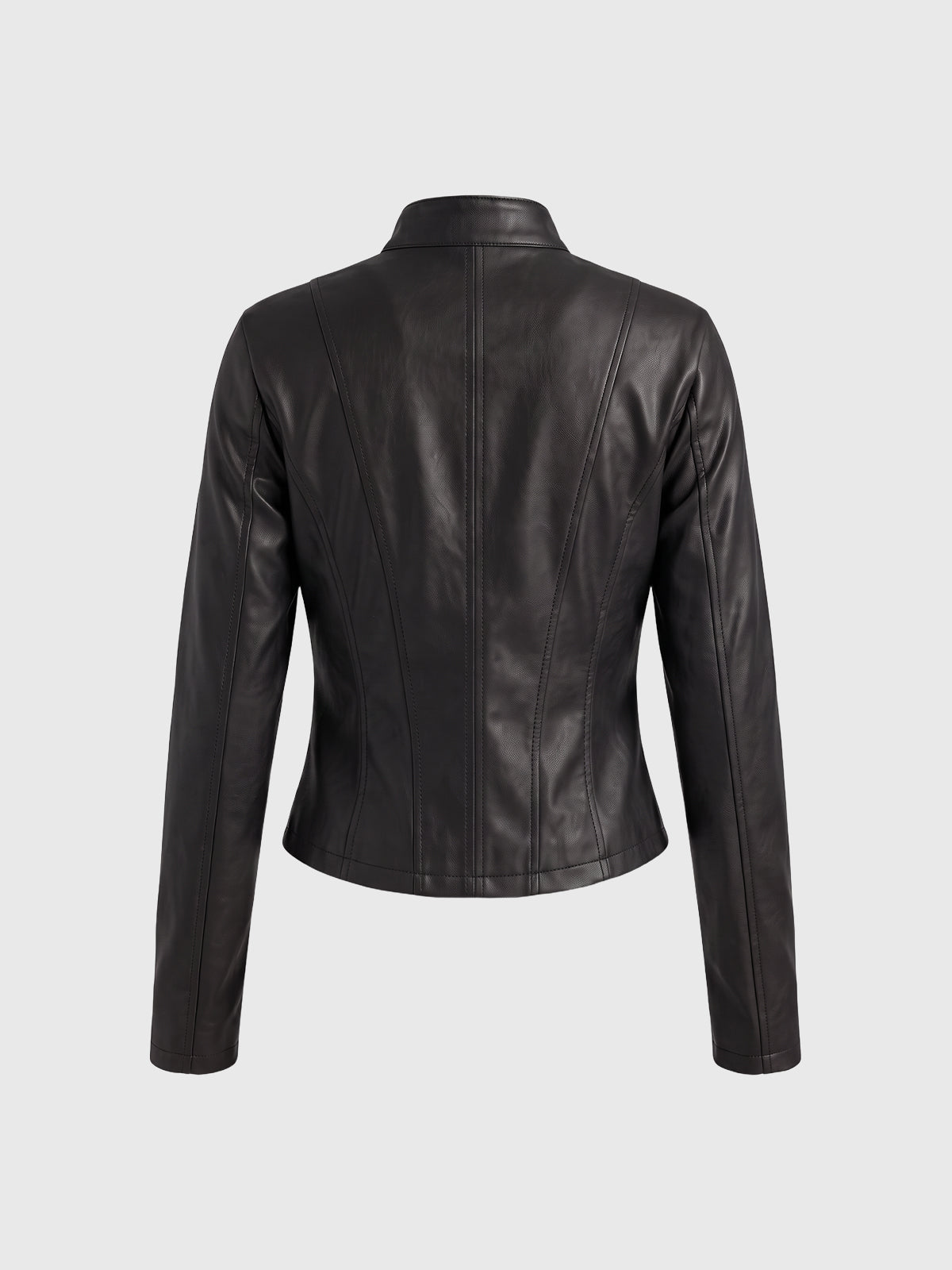 Co-ed Dorm Skimming Asymmetric-Zip Faux-Leather Jacket - Black