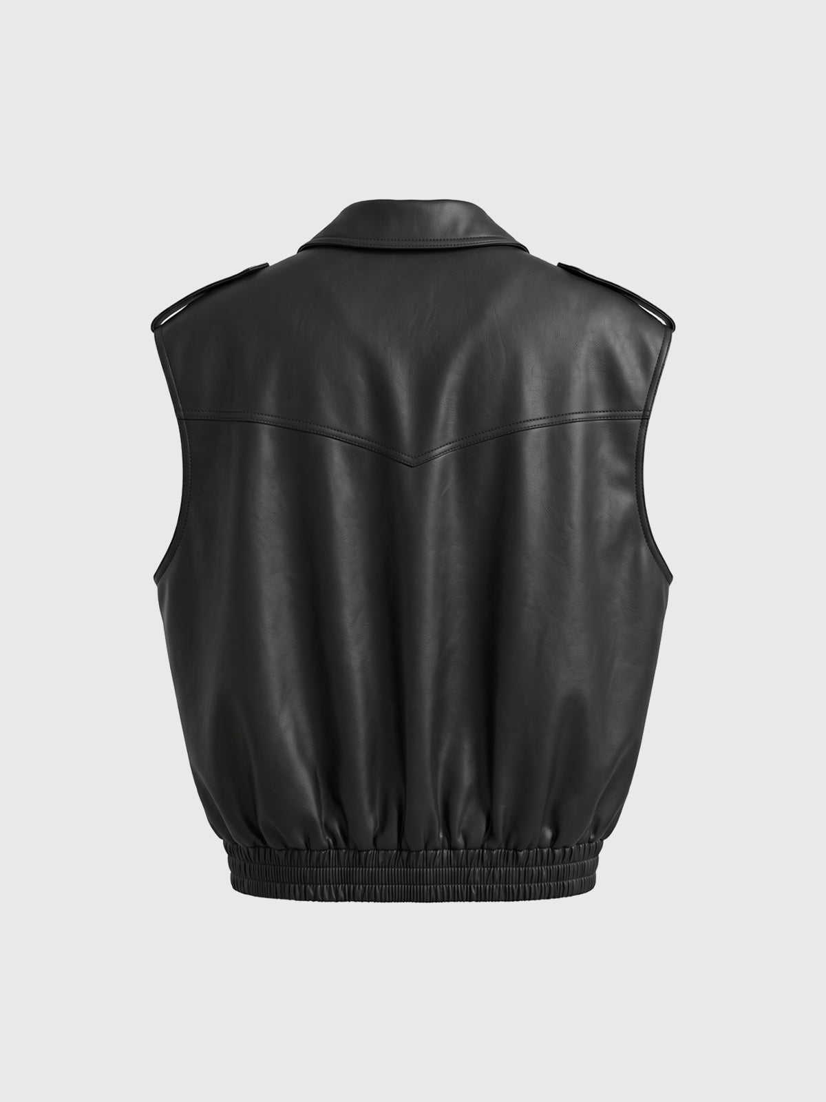 Co-ed Dorm Baggy Faux-Leather Biker Vest - Black
