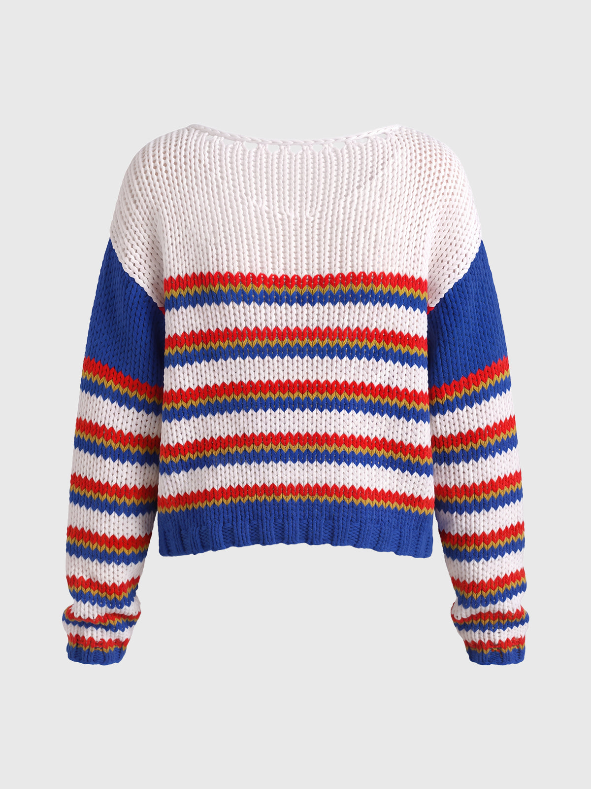 American Club Baggy Striped Knit Sweater - White