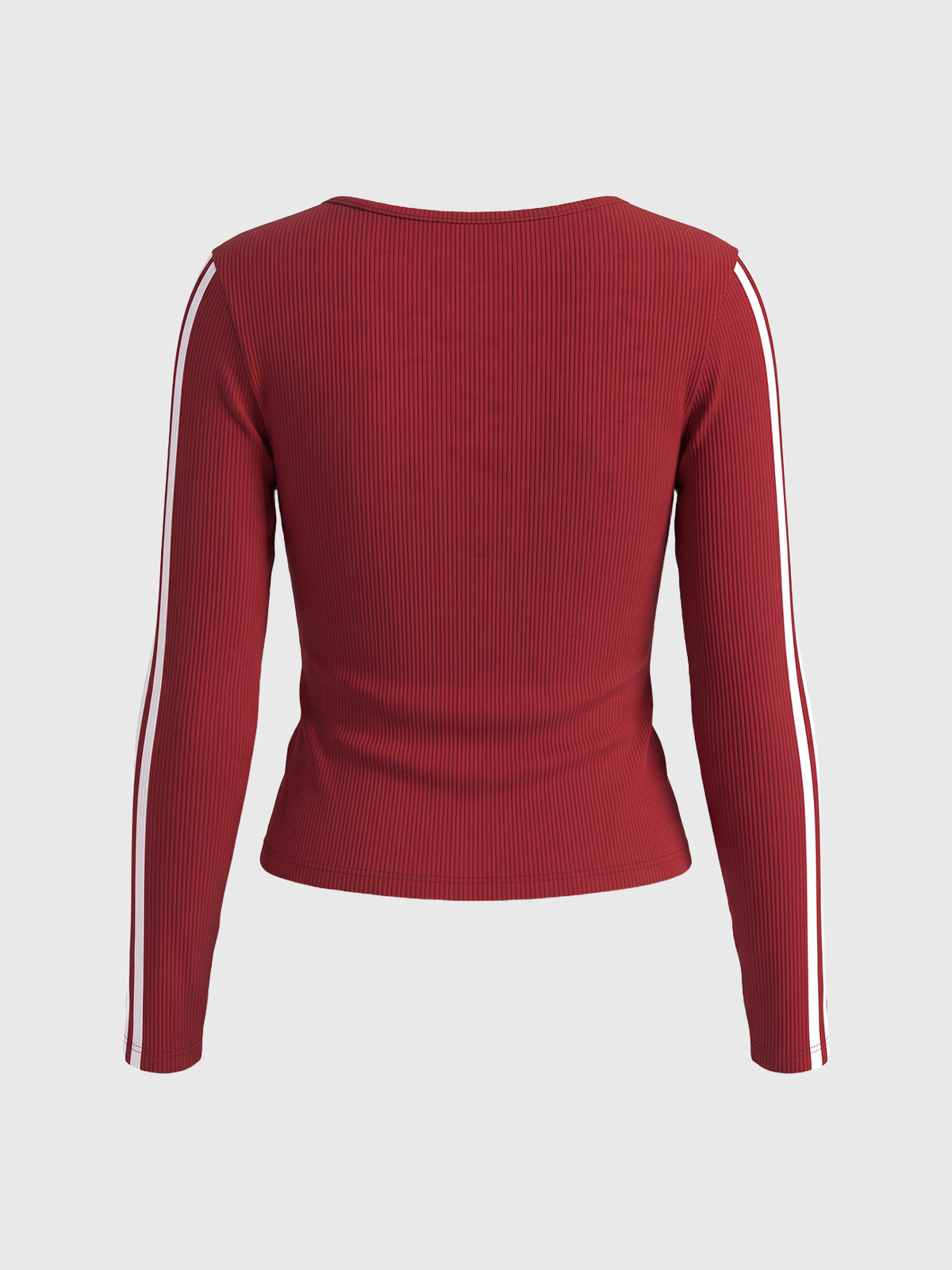 Co-ed Dorm Skimming Striped Long Sleeve Top - Red