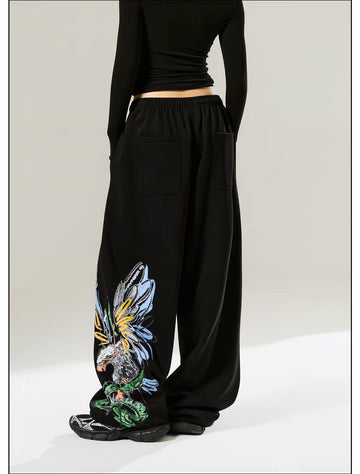 Weekday Outdoor Wide-leg Graphic Print Parachute Maxi Pants - Black