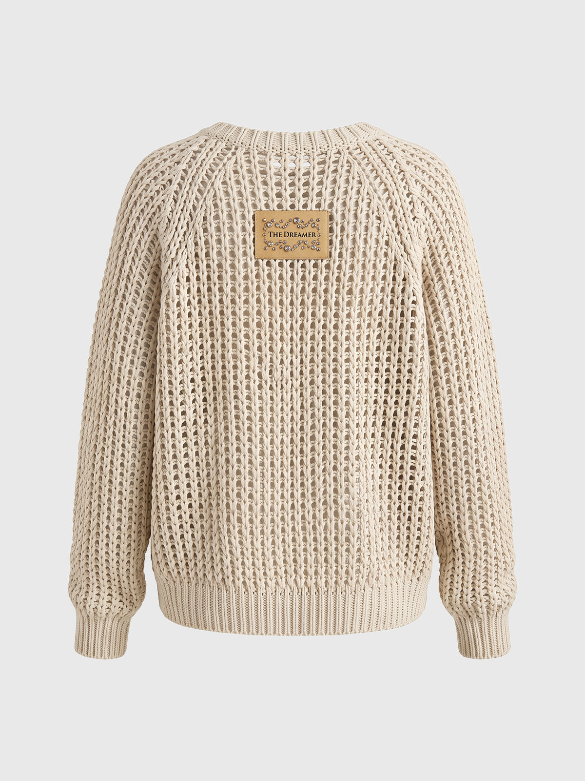 Co-ed Dorm Baggy Chunky V-Neck Knit Sweater - Beige