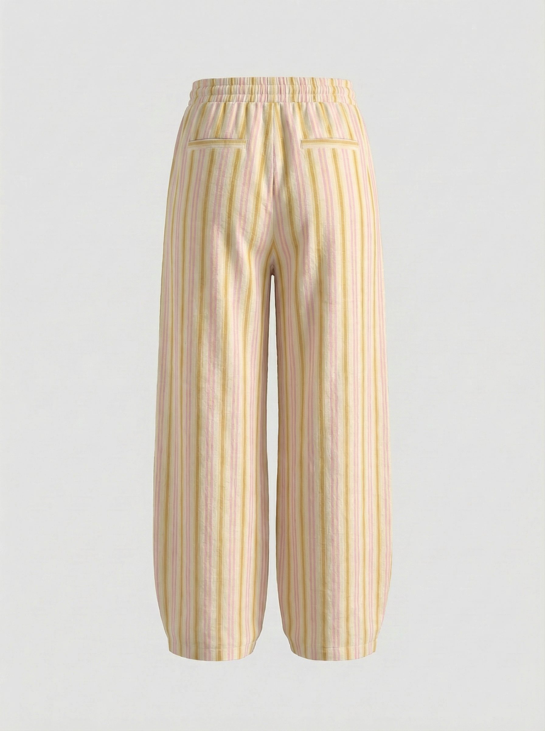 Dolled Office Wide-leg Stripe Relaxed Pants - Yellow
