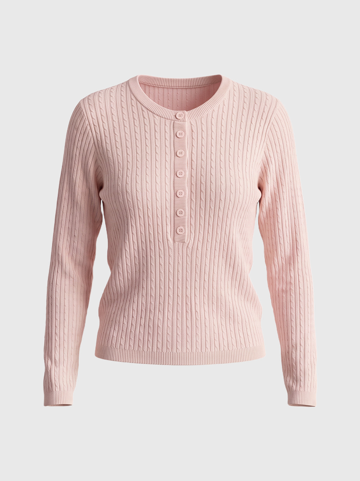 Co-ed Dorm Skimming Textured Long-Sleeve Cardigan Top - Pink