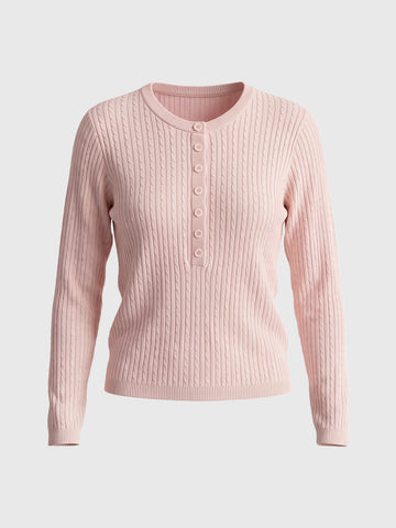 Co-ed Dorm Skimming Textured Long-Sleeve Cardigan Top - Pink