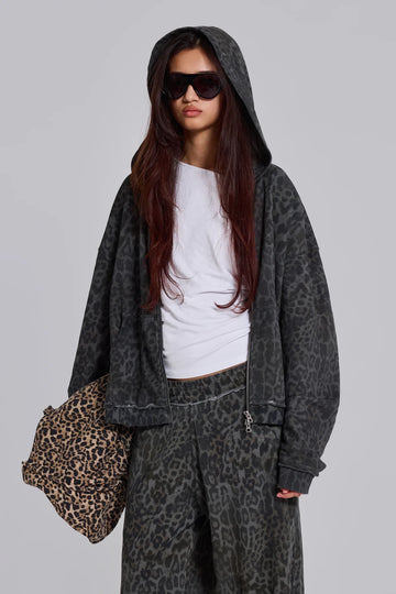 Co-ed Dorm Baggy Washed Zip-up Bomber Jacket - Grey