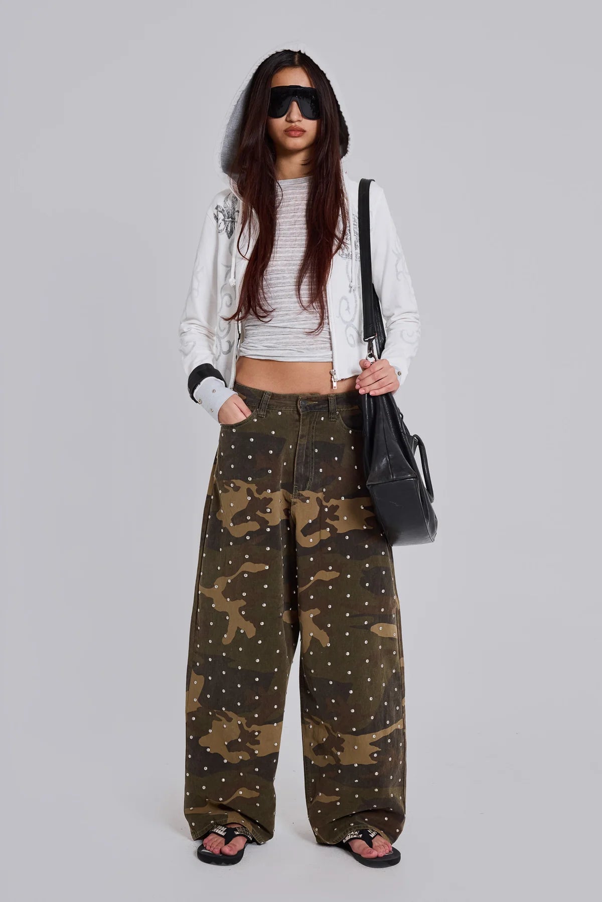 Weekday Outdoor Wide-leg Camouflage Cargo Maxi Pants - Brown