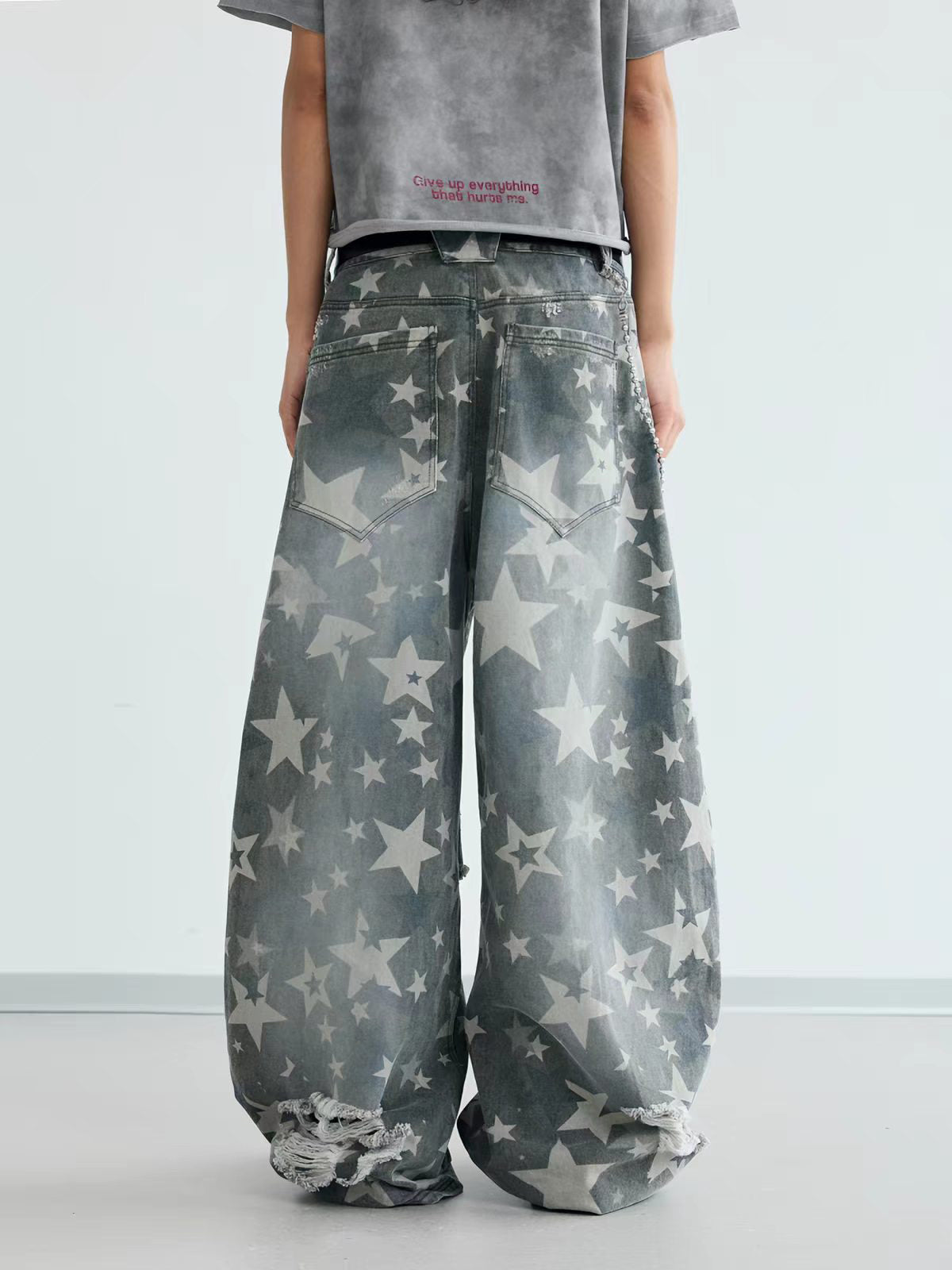 Brick Lane Wide-leg Distressed Washed Ripped Denim Maxi Pants - Blue